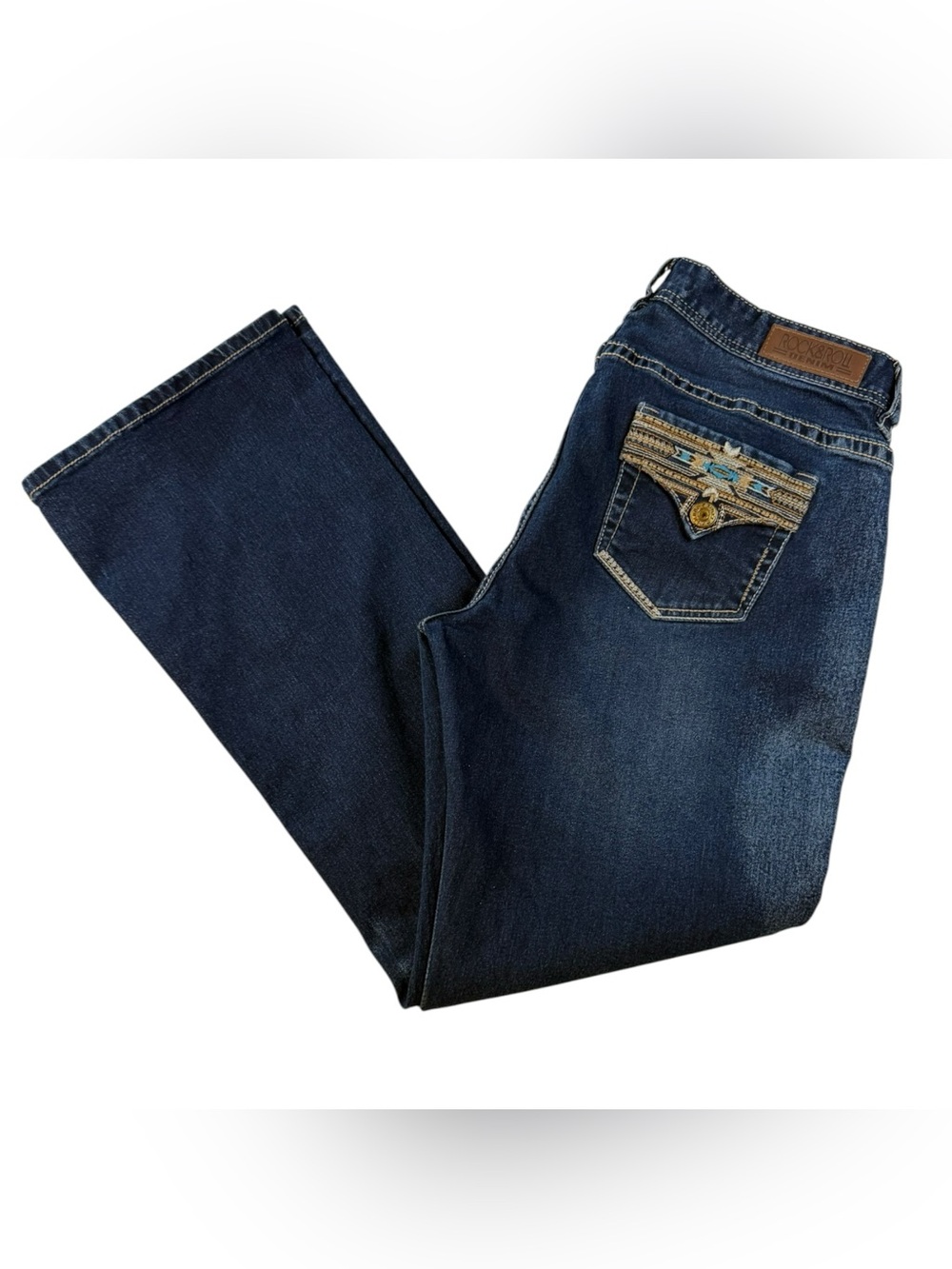 Rock & Roll Cowgirl Mid Rise Bootcut Jeans 34x32